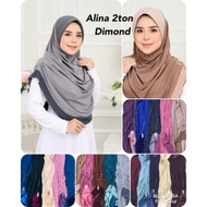 Borong 10 pcs instant shawl alina 2 tone