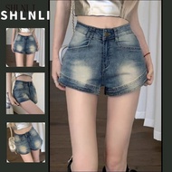 Causal Retro Mid Waist Shorts for Spring Summer Women's Ins Style Wide Leg Denim Shorts