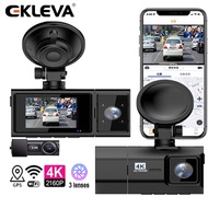 EKLEVA กล้องติดรถยนต์แบบ2เลนส์4K + 1K + 2K UHD บันทึก Dvr กล้องการมองเห็นได้ในเวลากลางคืน Wdr Gps ใน
