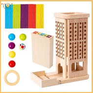 deveodo Children Wooden Stick Toy Color Classification Stick Game Wooden Stick Tower Dice Game with 