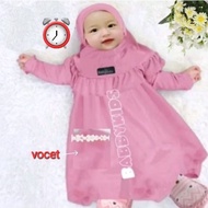 Fendama Newborn baby girl Dress 0-6 months 8-18 months muslim baby girl aqiqah clothes free hijab