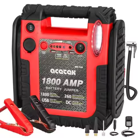 1800 Amp Jump Starter with Air Compressor Car Battery Jump Starter 260 PSI Tire Inflator 20000mAh 12