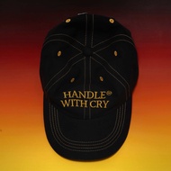 DOWNTOWN.TH Handle With Cry Cap in Black/Mustard - หมวกสีดำ DOWNTOWN ปักลาย Handle With Cry สีมัสตาร
