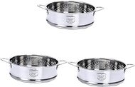 LIFKOME 3pcs Steamer Steam Cooker Stack and Steam Pot Streamer Stock Pot Scissor Bumper Pans Steaming Pot Dim Sum Steaming Basket Tripod Stand Roaster Pot with Lid Plug Ins Baby Tray Metal