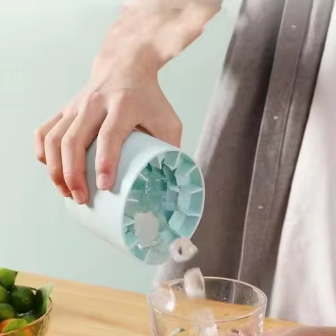 1 easy-release silicone cylinder ice tray-mini ice bucket and storage, compact ice cup refreshing be