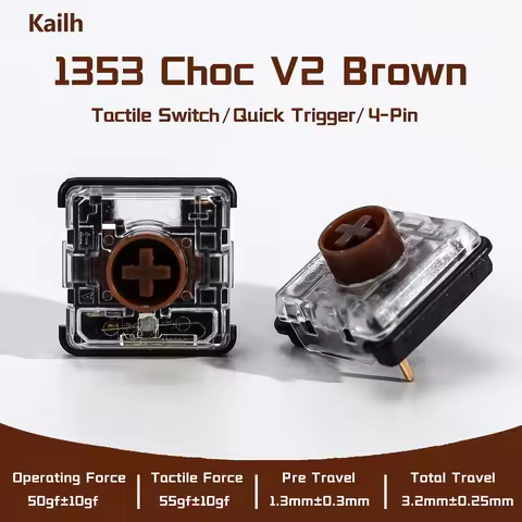 Kailh 1353 Choc V2 Brown Switch Hitbox Controller Tactile Creamy Low Profile Switches For RGB Gaming