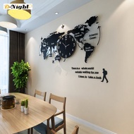 D-Night นาฬิกาติดผนังแผนที่โลกสไตล์นอร์ดิกทันสมัยเครื่องประดับอคริลิคมินิมอลสำหรับบ้านสำนักงานห้องนอ