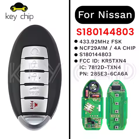 S180144803 KR5TXN4 Smart Key For Nissan Altima Sentra 433.92MHz FSK NCF29A1M / HITAG AES / 4A CHIP 7