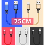 25 CM Short Cable Mobile Phone Micro USB C Type C Data Sync Wire Cord