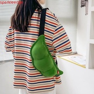 SPARKLEEDGE Edamame Shape Bag, Cartoon Green Soybean Shoulder Bag, Sweet Zipper Closure Soft Texture