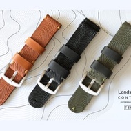 Leather watch strap, contour model, white leather, black, green, brown, curved s