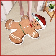 Door Mat Gingerbread Man 19.7 X 31.5 Inch Cookie Design Bath Mat Absorbent Imitation Cashmere Carpet