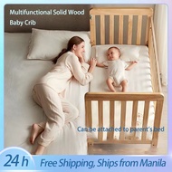 3 in 1 Baby Crib Solid Wood Crib Multifunctional Cradle Bed Wood Crib For Baby With Mosquito Mattress Net Multi-Function Compact Baby Wooden Crib Baby Cot Convertible to Toddler Bed Rocker