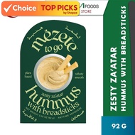 mezete Hummus To Go Zesty Za'atar/Fresh Herbs with Breadsticks 92g (Halal Certified)