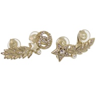 成色極佳 香奈兒 Coco Mark 星星FEATHERC19K 金屬仿珍珠寶石金耳環配件 1515 [二手] 香奈兒