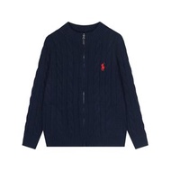 Ralph Lauren Sweater 全拉鍊純色小馬刺繡logo麻花針織毛衣外套