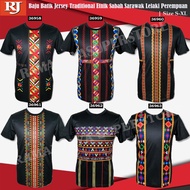 🔥HOT🔥Ready Stock Baju Batik Jersey Traditional Etnik Sabah Sarawak Lelaki Perempuan | Size S-XL