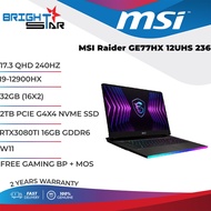 MSI Gaming Laptop Raider GE77HX 12UHS 236 ( 17.3 Inch  | Intel I9 12900HX | 32GB | 2TB SSD | RTX3080Ti 16GB | W11