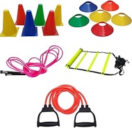 Fitfix® Marker Cone 6 Inch Pack of 6 Pcs, Space Maker 10 Pcs, 4 Meter Ladder Adjustable & Double Ton