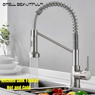 [SG STOCK]  Kitchen Sink Faucet Brushed Nickel Kitchen Faucets High Quality Brass Faucet Pull Out Kitchen Taps Hot and Cold Water Swivel Sink Mixer Tap