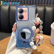 Jingsanc Glitter Protective Phone Case For VIVO Y27 5G/VIVO Y27s 5G Casing with Bracelet Mirror Stan