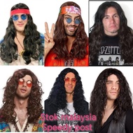 READY STOCK Rock wig retro wig 60s 70s hippie wig men wig function wig party wig rocker wig rambut r