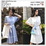 Mini Dress Casual Wanita Korea Import AB734775 Blue White Biru Putih