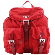 二手 Prada Vera Sport Daypack BZ6677，義大利製造，尼龍ROSSO，紅色，單肩/手提/兩用，帶腰帶扣，女款