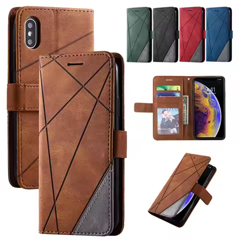 Geometric Leather Flip Case For Samsung Galaxy J3 J5 J7 2017 J6 J8 A6 A7 A8 2018 A10 A20 A40 A50 A70