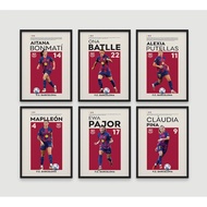 Aitana Bonmati, Ona Batlle, Alexia Putellas, Mapi Leon, Ewa Pajor, Claudia Pina Poster, Football Fan