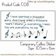 #T08 Word Temporary Tattoo music