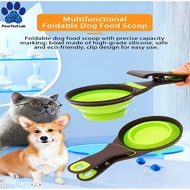 [PawTech Lab] 2-in-1 Foldable Pet Food Scoop | Accurate Measuring Cup with Bag Sealing Clip | Portab
