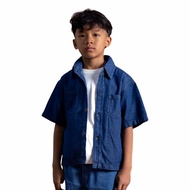 BDOSTORE | James Dean Denim Shirt | Kemeja Lengan Pendek Anak | Kemeja Jeans Anakl Usia 1-7Y