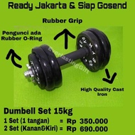 Ready Dumbell Barbell Set 15kg Ready to Gosend
