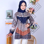 Modern Women's batik blouse modern batik blouse Women's Office batik Button Front Camelia