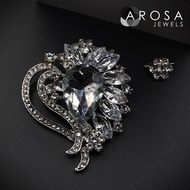 AROSA JEWELS Artistic Series Heart Love 2-in-1 set brooch pin kerongsang C9-02 (6.6cm x 5.2cm)