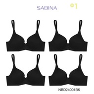 ( Set 4 ชิ้น ) Sabina Perfect Bra Level 1 เสื้อชั้นใน ไร้ตะเข็บ  มีโครง รหัส NBD24001BK - สีดำ
