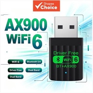 WIFI6 AX900 Dual Band USB Adapter with bluetooth5.4 | Driver-Free Plug & Play Penyesuai USB Dwi-jalu