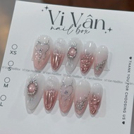 516 Nailbox y2k pink mirror finish. Y2k design fake nails