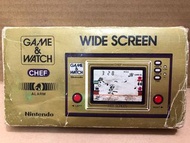 （絕版遊戲機 咭片機系列）80年代 日本製 懷舊絕版 Nintendo 任天堂 game and watch 系列 任天堂 Color Screen 咭片機 遊戲機 系列 Super Mario Bros 孖寶兄弟 經典 廚師 Chef 豪華盒裝（內藏遊戲、報時及響鬧功能）
