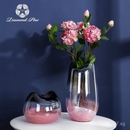 Wholesale Gradient Pink Vase High-End Soft Decoration Hydroponic High-Value Home Glass Flower Arrang