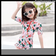 🍒sdhfif.my🍒 Children's Swimsuit Girls Korean Style One-piece Short-sleeved GKids Swimsuit /Baju Rena