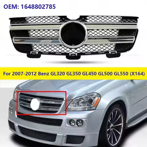 For 2010-2012 Mercedes-Benz GL320 GL350 GL450 GL500 GL550 (X164) Front Upper Bumper Center Grille Ra
