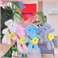 【Z*Star】 1Pcs Cute Star Elephant Keychain Small Animal Key Ring Bookbag Pendant Plush Toy Birthday C