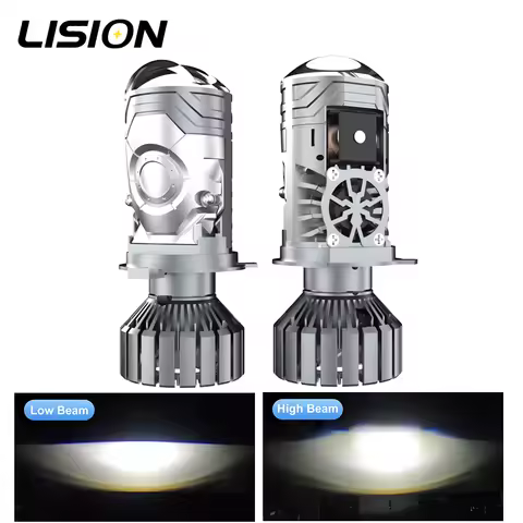 2pcs 90Watts/Bulb A16-D Mini Projector LED Headlight Bulbs H4/HB2 Low/High Beam 6500K White AC/DC 9-