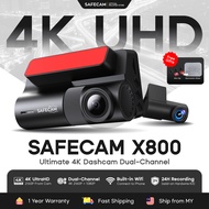 SAFECAM X800 4K WIFI Dual-Channel Dashcam 2160P Front + 1080P Rear Dashcam WIFI Control 24-H