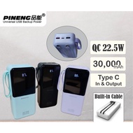 Pineng Power Bank PN-799PD 30000mAh 22.5 With Built In Cable PN799 PN-799 PD 20W Fast Charge