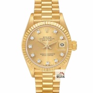 【大眾名錶】ROLEX 勞力士 69178 Datejust 18K金女錶 金十鑽 舊包台 台灣AD 錶帶原況未整理 錶徑26mm B1243