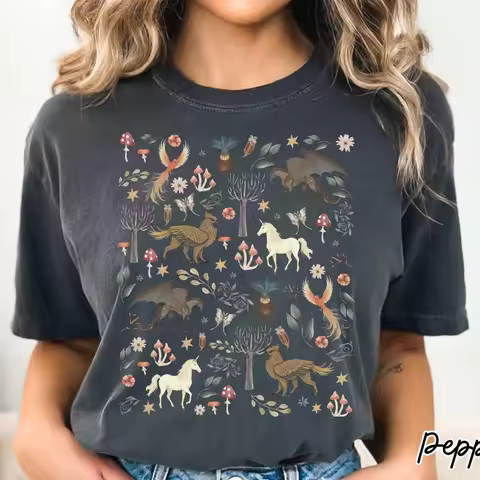 Forbidden Forest Cottagecore Forbidden Forest Magical Creatures Shirt Dark Academia Collage Style T-