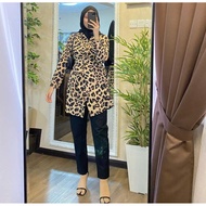 LEOPARD BLOUSE | BLOUSE PRINTED | BLOUSE LABUH | BLOUSE MUSLIMAH CORAK HARIMAU | LONG SLEEVE BLOUSE